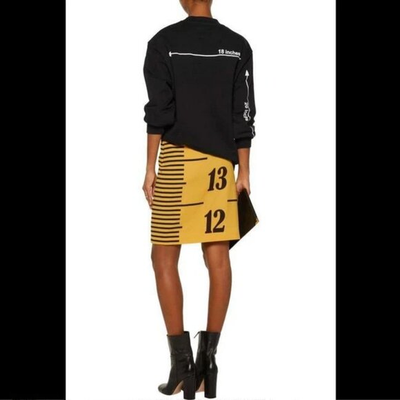 Moschino Couture Ruler Yellow Measure Tape Wool Lined Skirt $975 NWT USA 8 IT42 - Picture 4 of 13